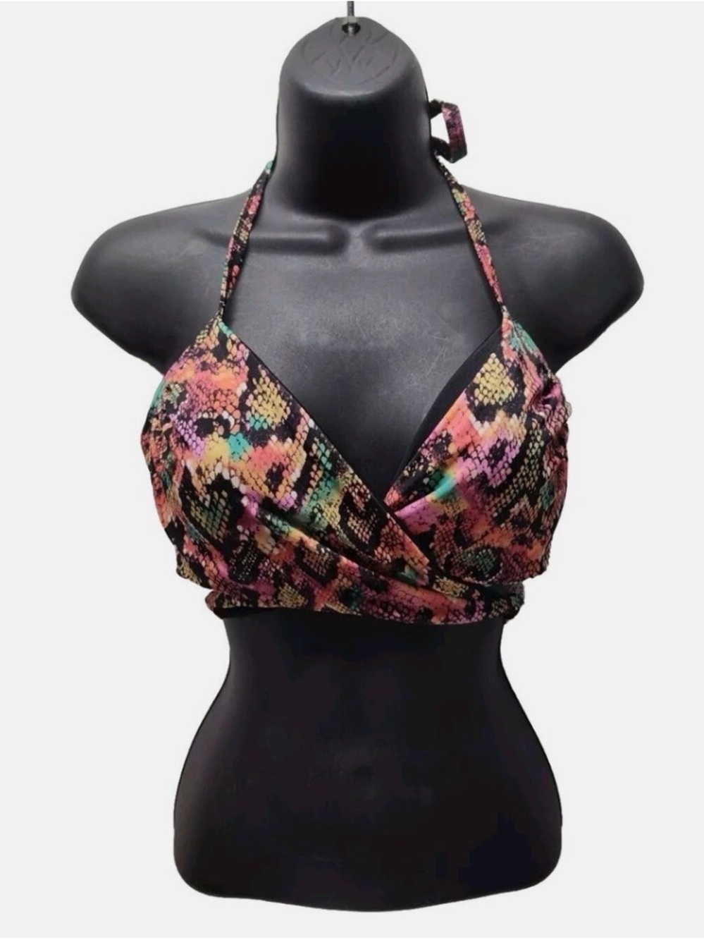 Macy's Multicolor Snake-Print Halter Bikini Top